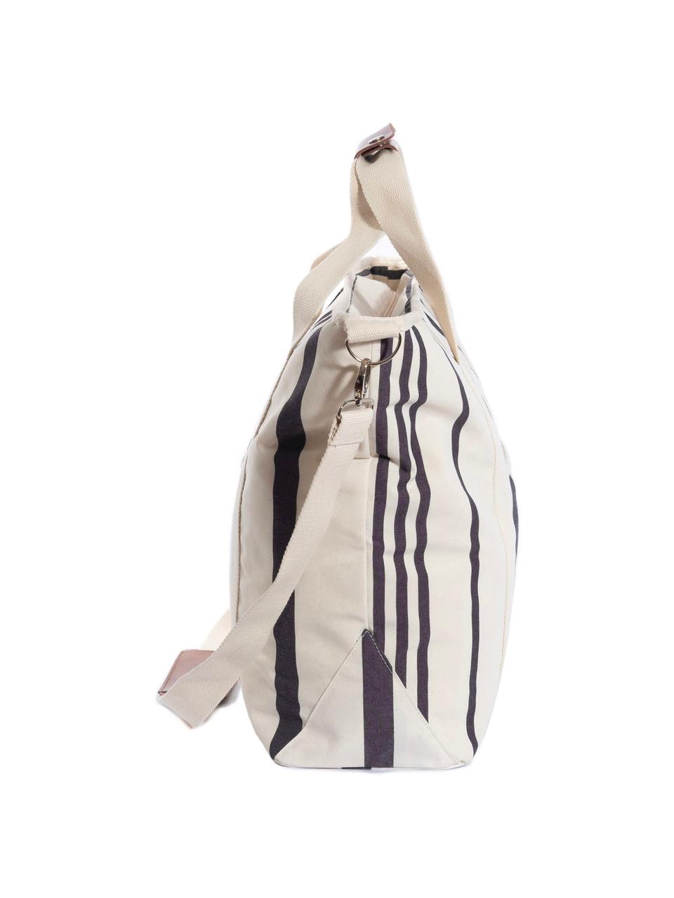 Nevera pórtatil Strand, 40% algodón, 40% poliéster, 15% vinilo impermeable, 5% cuero, Blanco crema, negro, An 41 x Al 51 cm