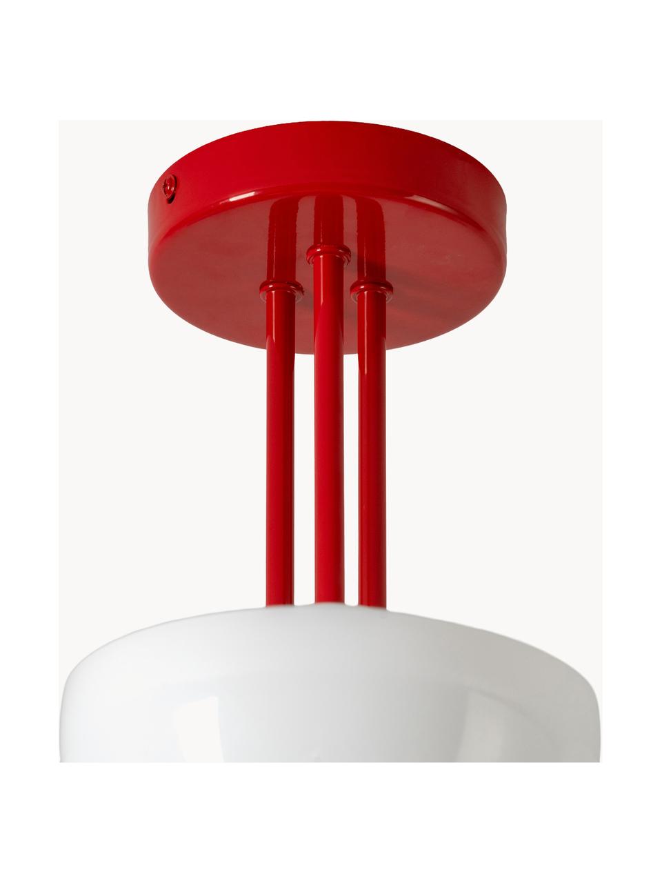 Lampada da soffitto Jam, Paralume: vetro, Struttura: metallo rivestito, Bianco, rosso, Ø 45 x Alt. 40 cm