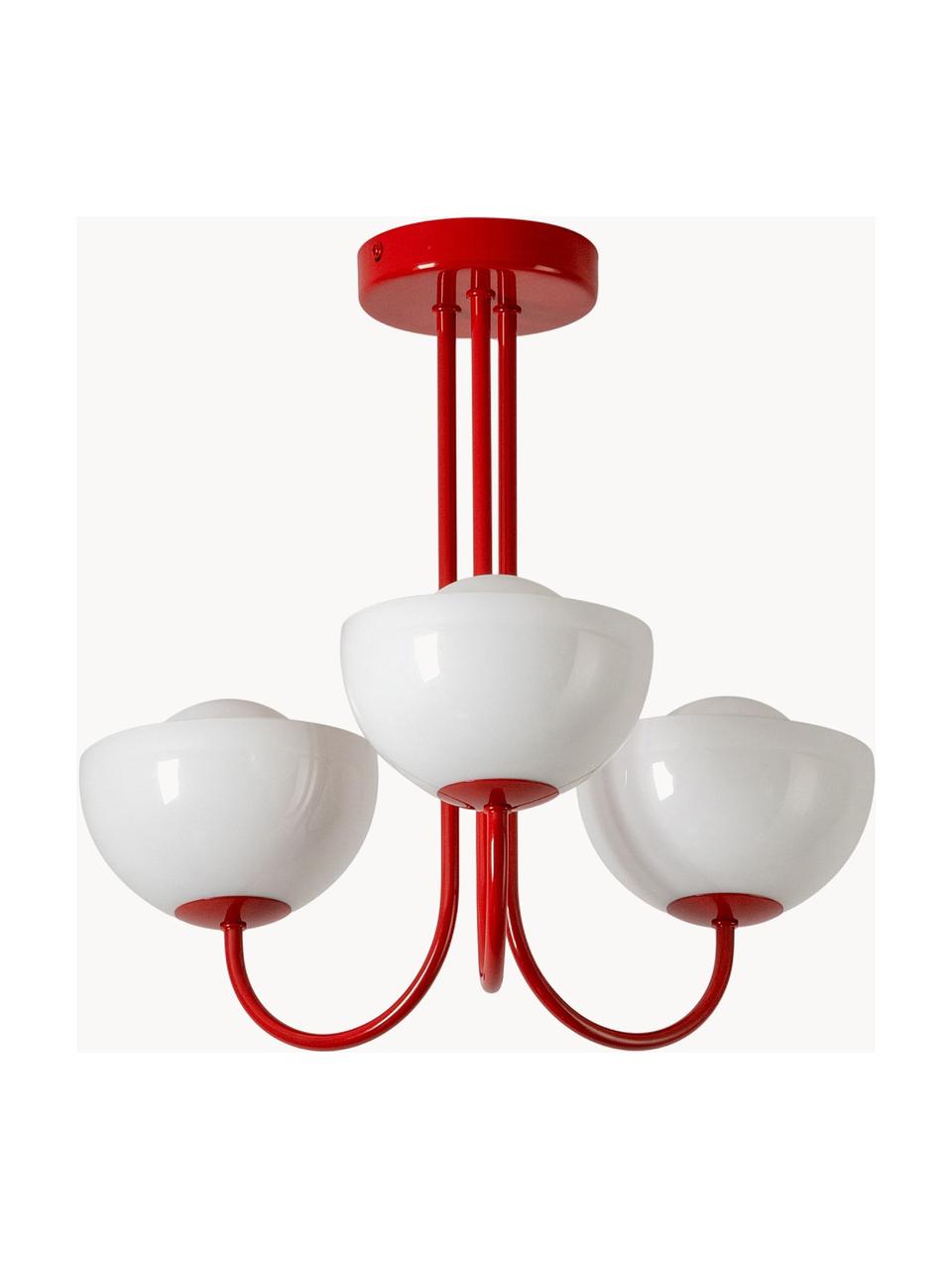 Lampada da soffitto Jam, Paralume: vetro, Struttura: metallo rivestito, Bianco, rosso, Ø 45 x Alt. 40 cm