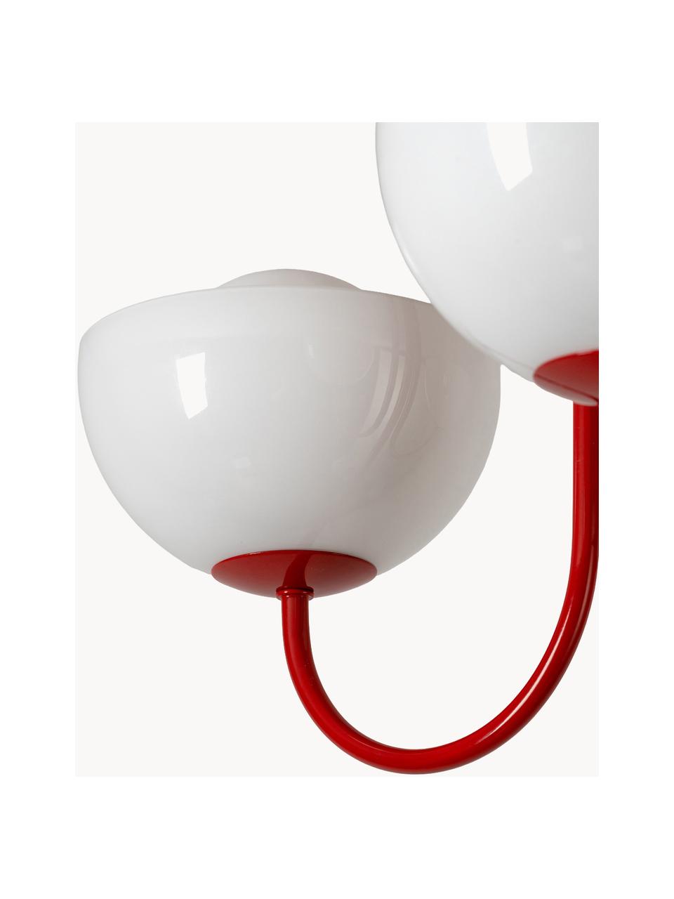 Lampada da soffitto Jam, Paralume: vetro, Struttura: metallo rivestito, Bianco, rosso, Ø 45 x Alt. 40 cm