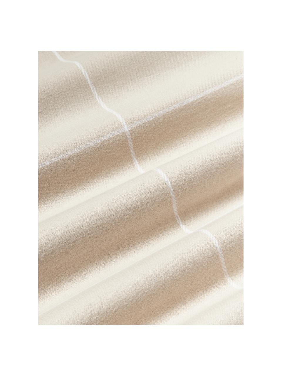 Funda nórdica de franela Noelle, Beige claro, blanco, Cama 90 cm (155 x 220 cm)