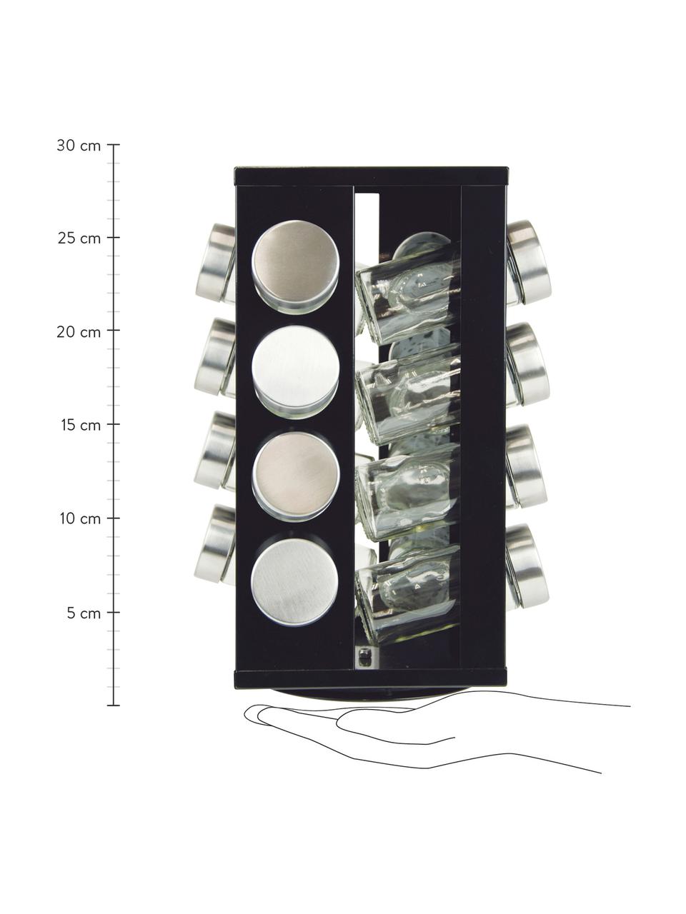 Ménagère à épices rotative avec récipients Soho, 17 élém., larg. 18 x haut. 29 cm, Noir, acier inoxydable, larg. 18 x haut. 29 cm