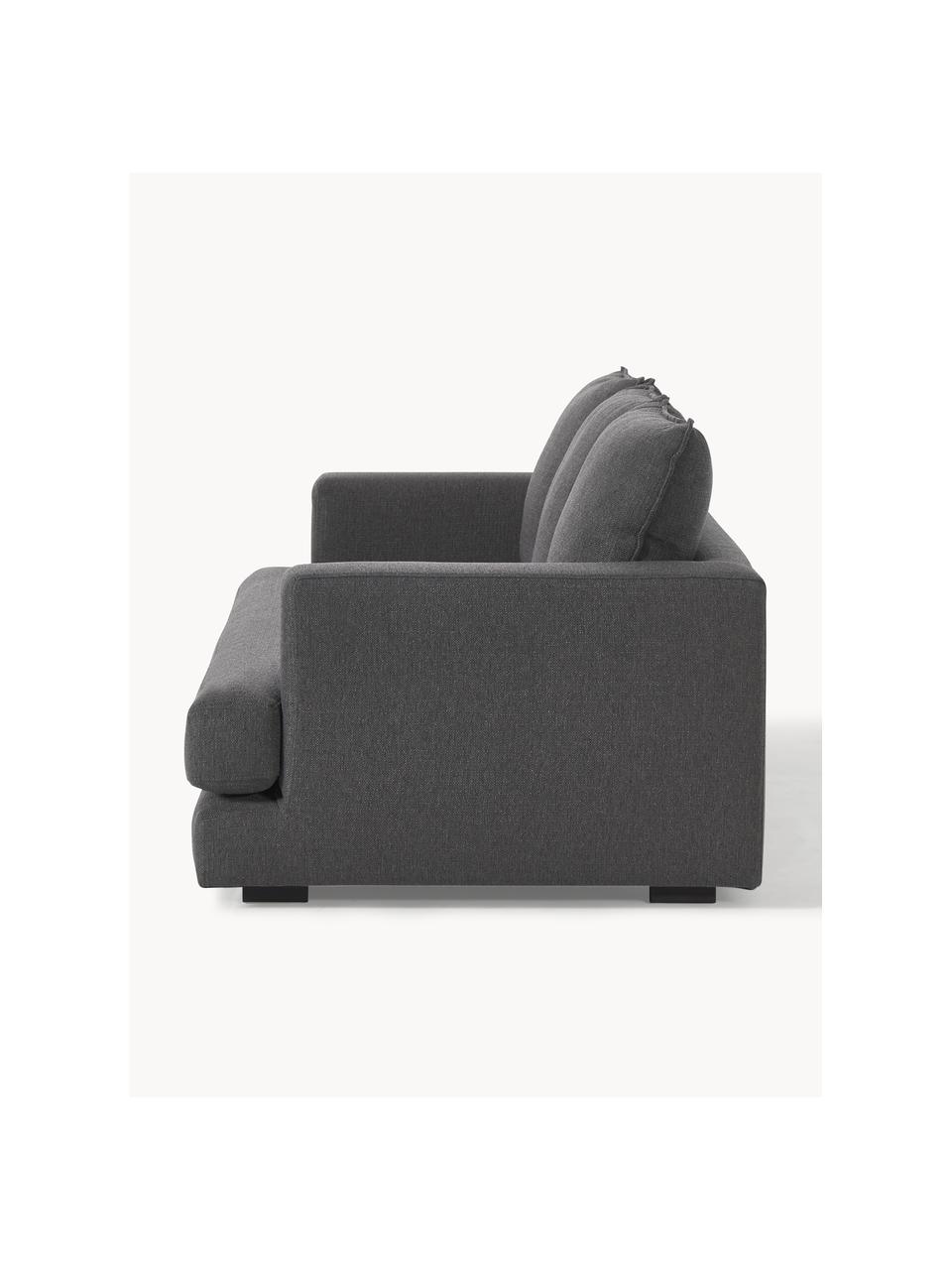 Sofa Tribeca (3-osobowa), Tapicerka: 100% poliester Dzięki tka, Stelaż: lite drewno sosnowe, Nogi: lite drewno sosnowe lakie, Antracytowa tkanina, S 228 x G 104 cm