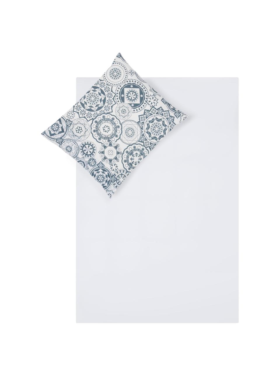 Dubbelzijdig dekbedovertrek Morris, Katoen, Bovenzijde: blauw, wit. Onderzijde: wit, 140 x 200 cm