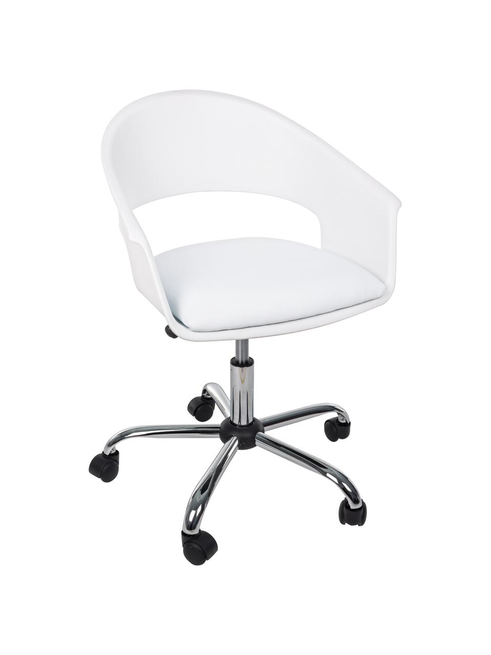 Biurowe krzesło obrotowe Wells, Stelaż: metal chromowany, Biały, S 50 x G 58 cm