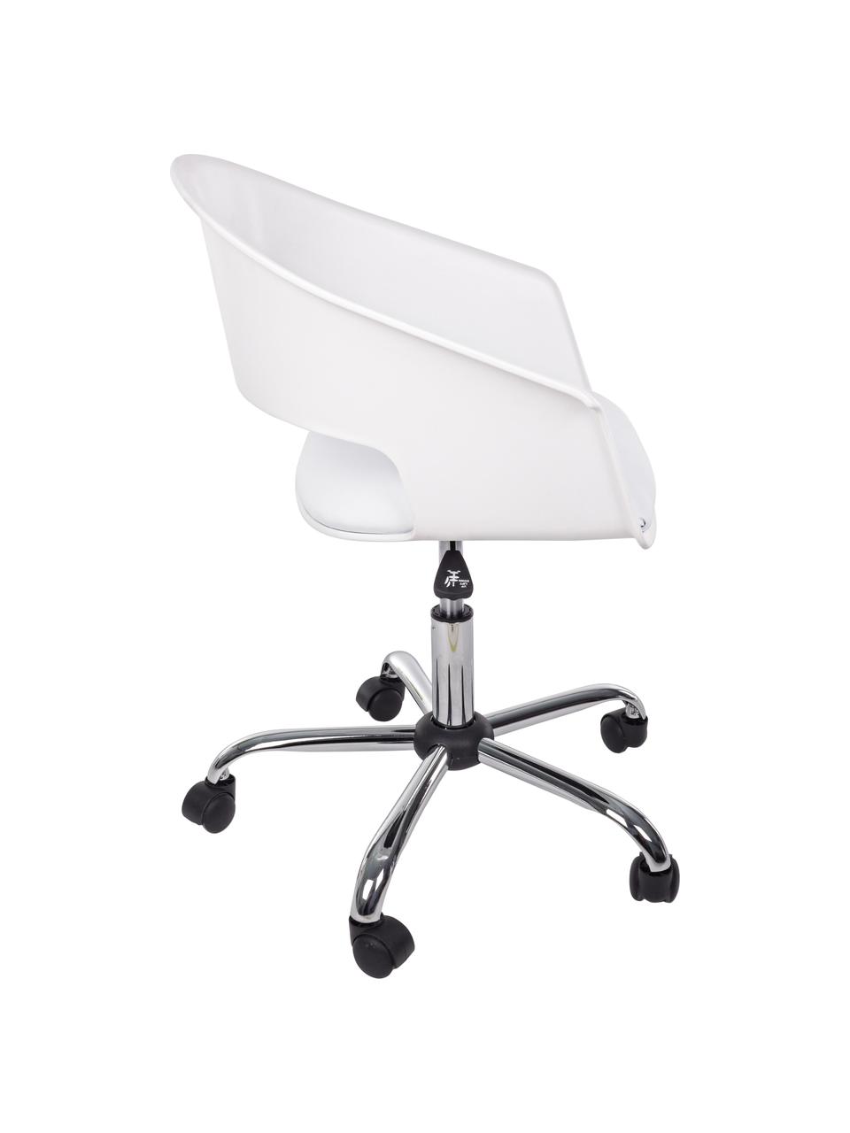 Biurowe krzesło obrotowe Wells, Stelaż: metal chromowany, Biały, S 50 x G 58 cm