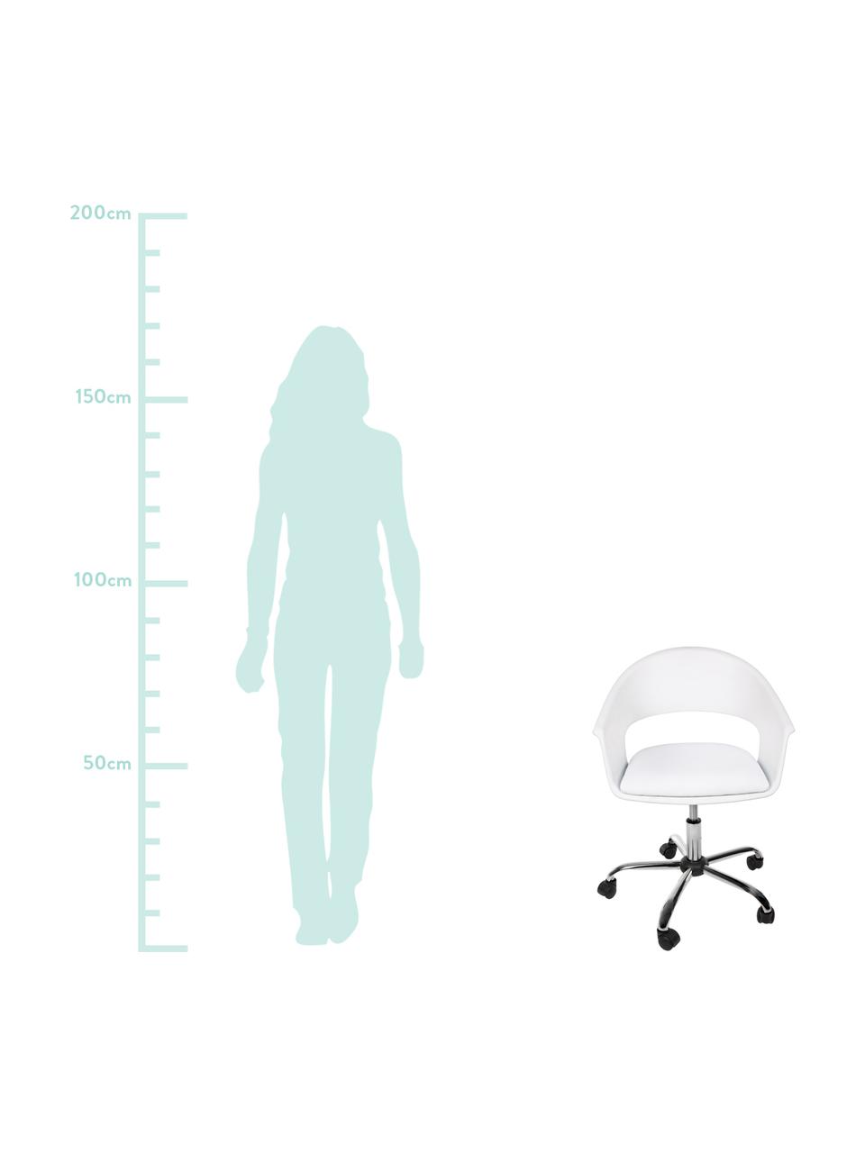 Sedia da ufficio girevole Wells, Seduta: similpelle, Struttura: metallo cromato, Ruote: plastica, Bianco, Larg. 50 x Prof. 58 cm