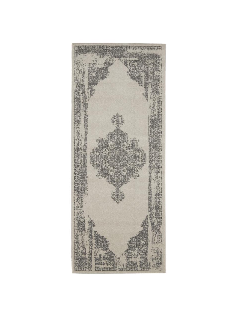 Tapis d'entrée gris extérieur / intérieur style vintage Dana, 100 % polypropylène, Gris, larg. 80 x long. 200 cm