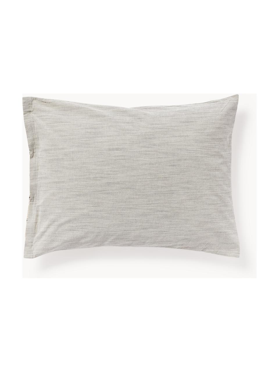 Taie d'oreiller en coton délavé avec rayures Caspian, Grège, blanc cassé, larg. 50 x long. 70 cm