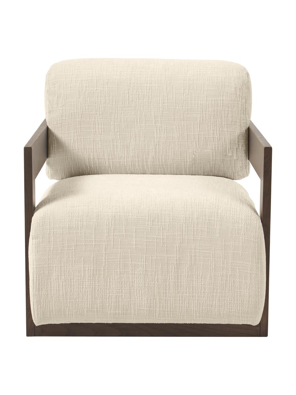 Fauteuil lounge Cooper, Tissu blanc crème, larg. 71 x prof. 98 cm