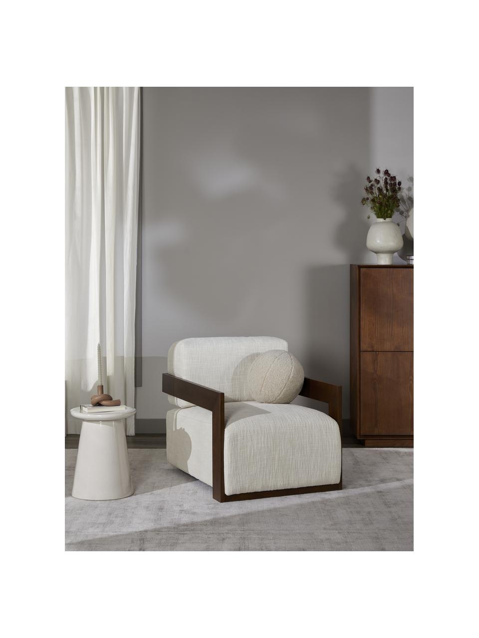 Fauteuil lounge Cooper, Tissu blanc crème, larg. 71 x prof. 98 cm