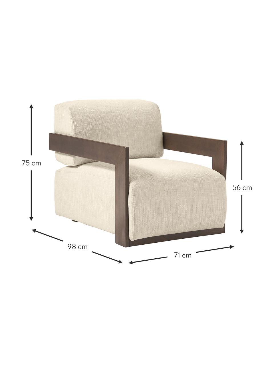 Fauteuil lounge Cooper, Tissu blanc crème, larg. 71 x prof. 98 cm