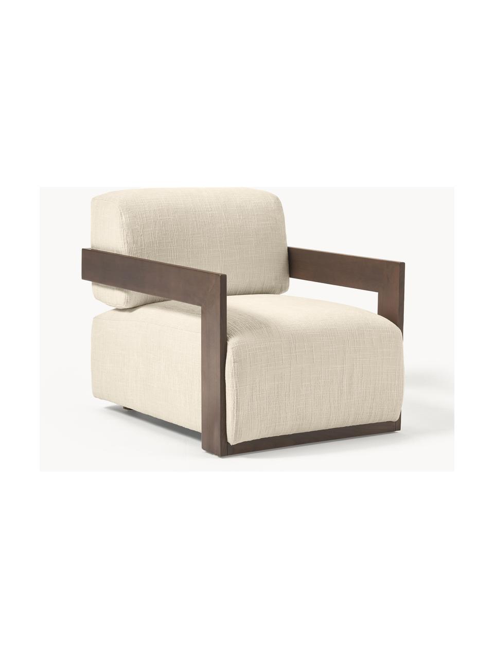 Sillón Cooper, Estructura: madera maciza de fresno, , Patas: madera de roble, Tejido Off White, An 71 x F 98 cm