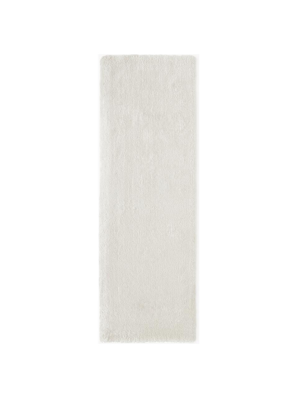 Alfombra corredor de pelo largo Leighton, Parte superior: microfibra (100% poliéste, Reverso: 55% poliéster, 45% algodó, Blanco Off White, An 80 x L 200  cm