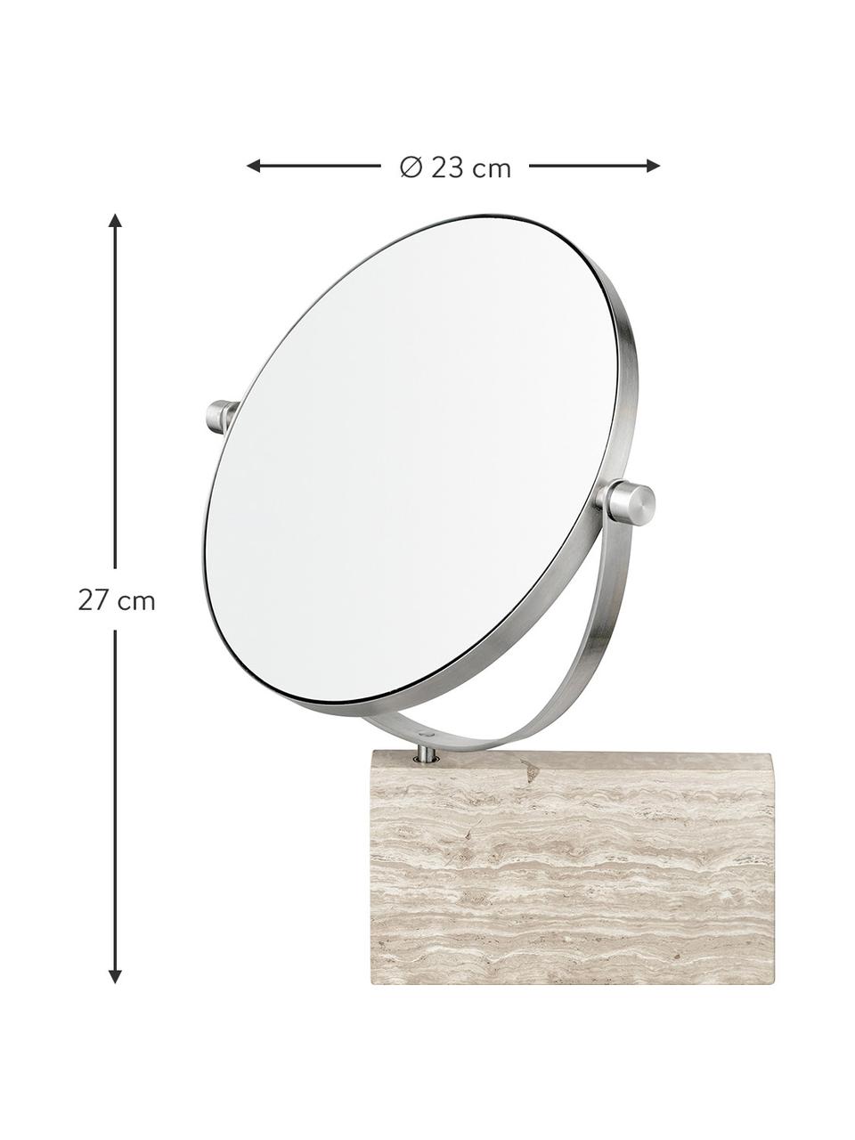 Specchio cosmetico in marmo con fissaggio a parete Lamura, Cornice: metallo, Superficie dello specchio: lastra di vetro, Beige, argentato, Ø 23 x Alt. 27 cm