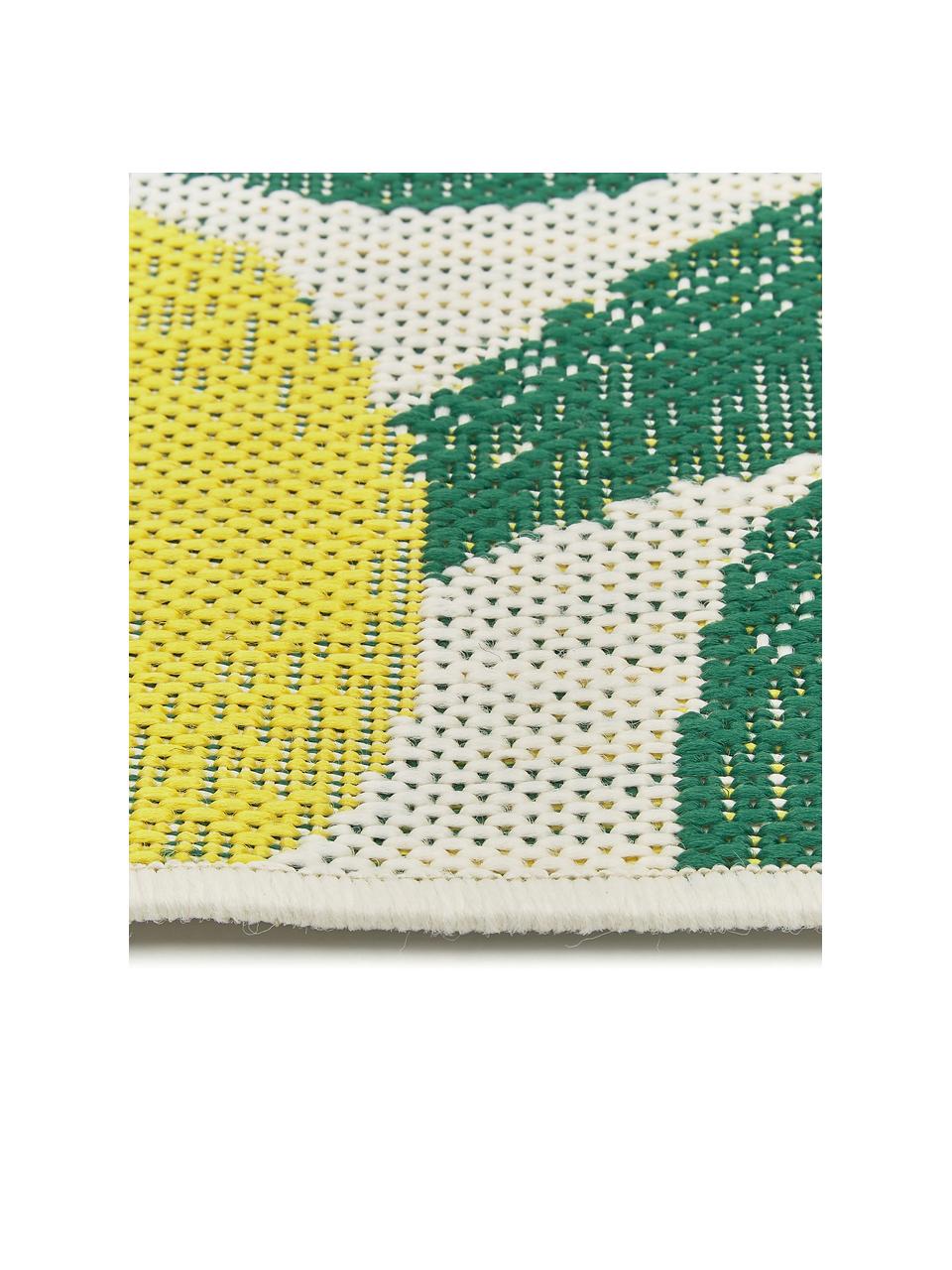 Alfombra corredor de interior/exterior Limonia, 86% polipropileno, 14% poliéster, Blanco, amarillo, verde, An 80 x L 250 cm