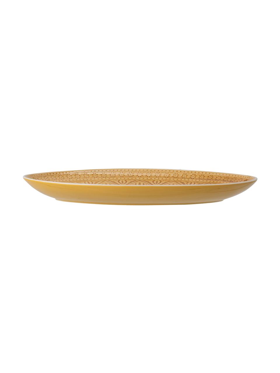 Ručně vyrobený servírovací talíř v marockém stylu Rani, D 39 cm x Š 25 cm, Kamenina, Žlutá, D 39 cm, Š 25 cm