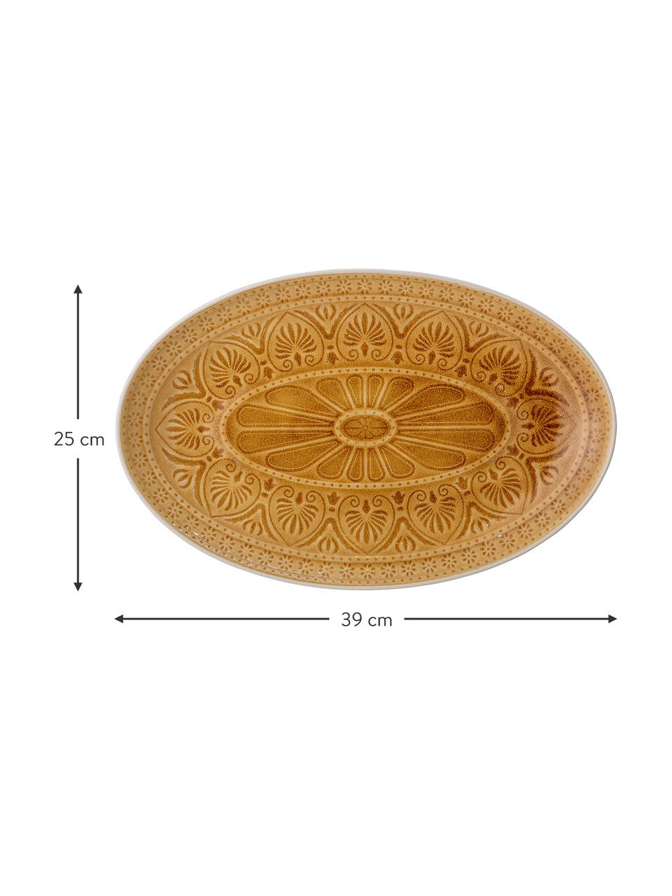 Ručne vyrobený servírovací tanier v marockom štýle Rani, D 39 x Š 25 cm, Kamenina, Žltá, D 39 x Š 25 cm