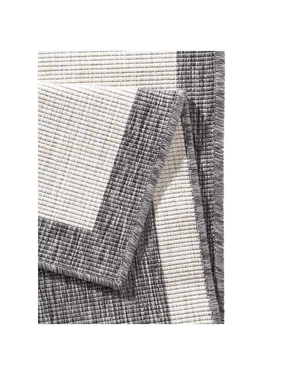 Alfombra reversible de interior/exterior Panama, Gris, crema, An 80 x L 250 cm