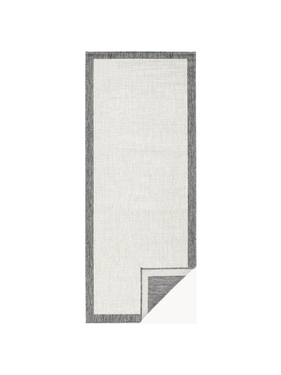 Tapis réversible intérieur-extérieur gris/crème Panama, 100 % polypropylène, Gris, beige, larg. 80 x long. 250 cm