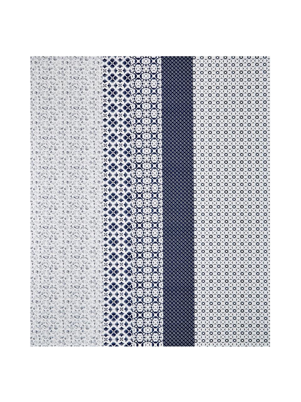 Drap plat Padang, Blanc, bleu foncé