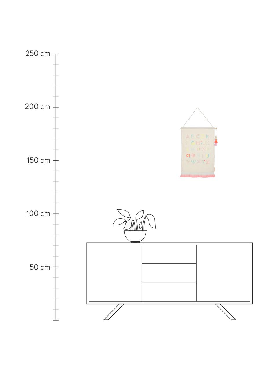 Wandobjekt Alphabet, Baumwolle, Beige, Rosa, Blau, Gelb, 36 x 50 cm