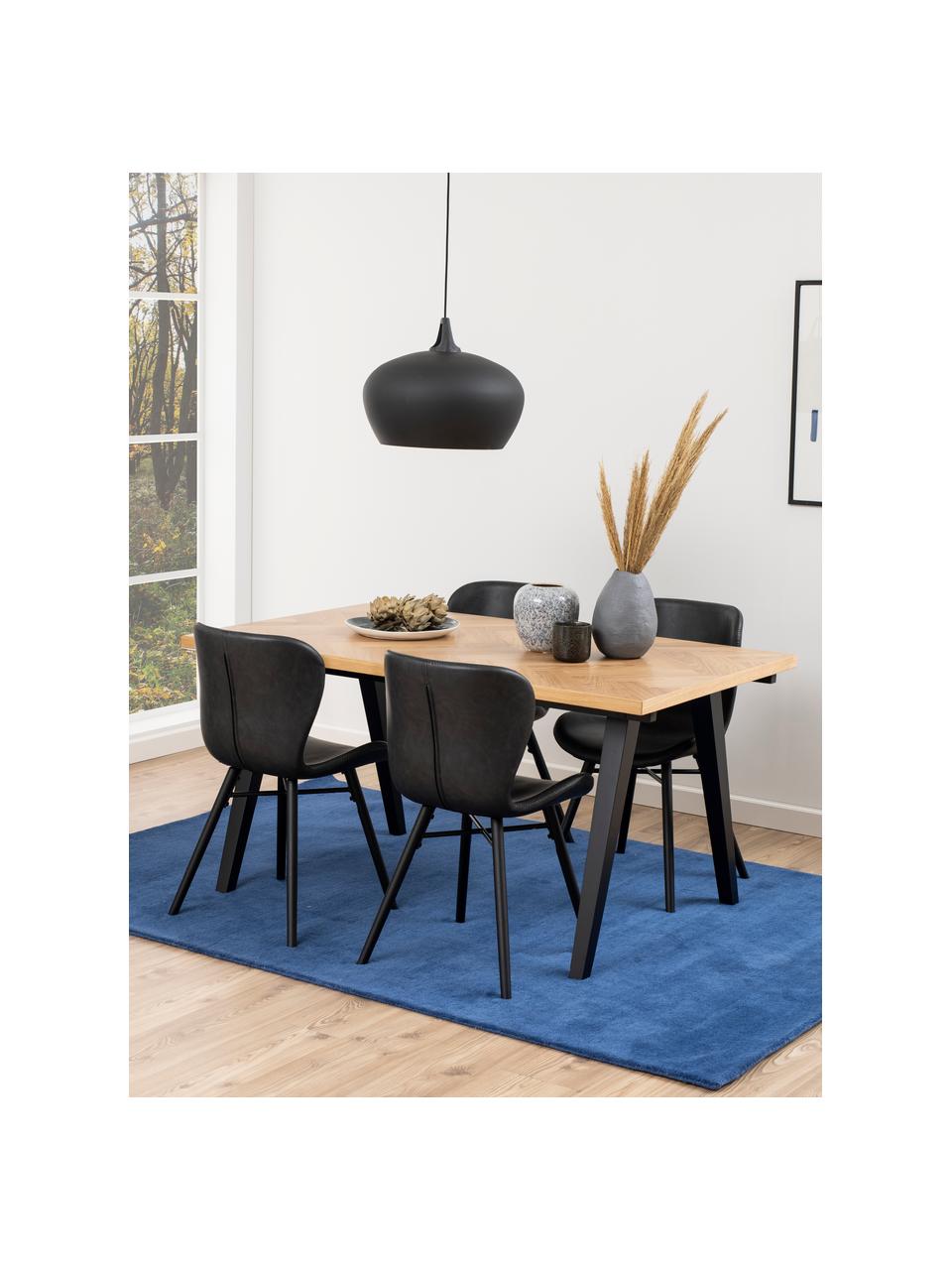 Kunstleren stoelen Batilda, 2 stuks, Bekleding: kunstleer (polyurethaan) , Poten: rubberhout, gelakt, Kunstleer zwart, zwart, B 47 x D 53 cm