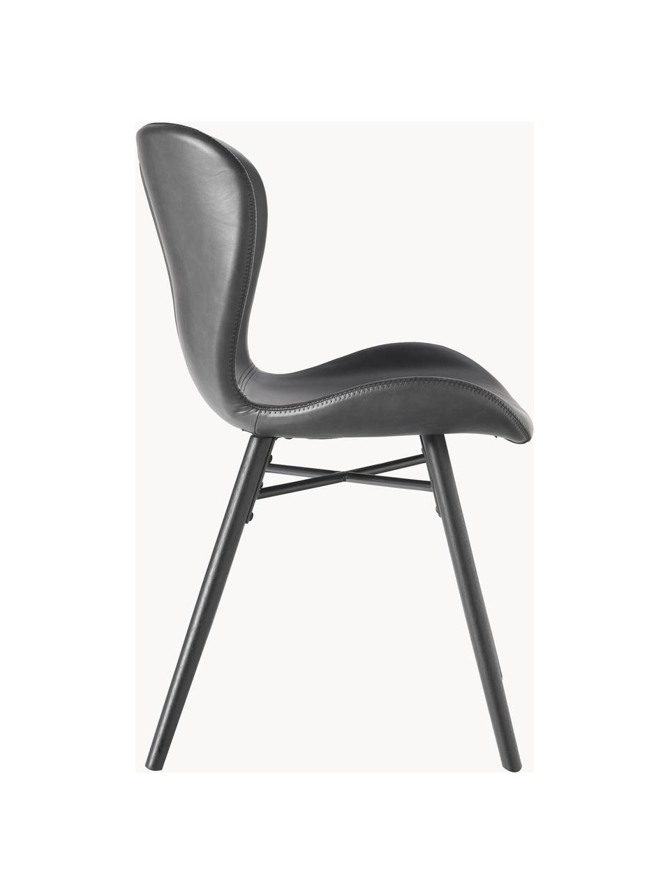 Kunstleren stoelen Batilda, 2 stuks, Bekleding: kunstleer (polyurethaan) , Poten: rubberhout, gelakt, Kunstleer zwart, zwart, B 47 x D 53 cm