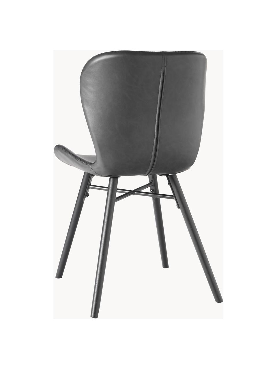 Chaises en cuir synthétique rembourrées Batilda, 2 pièces, Cuir synthétique noir, noir, larg. 47 x prof. 53 cm