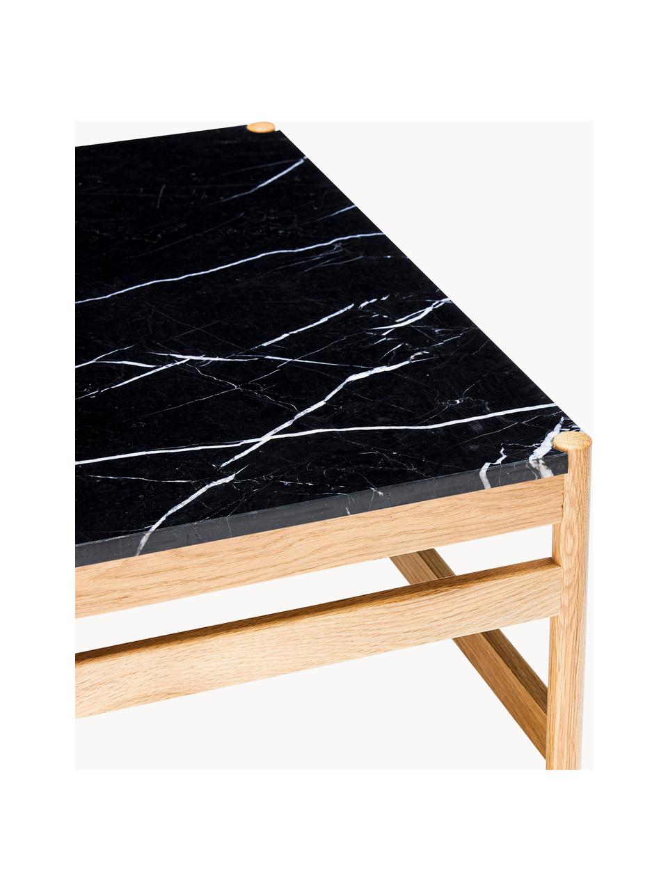 Odkládací stolek Raw, Dřevo, černá, mramorovaná, Š 60 cm, V 42 cm