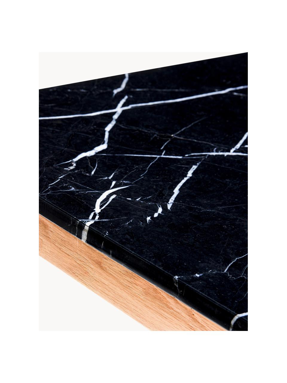 Beistelltisch Raw, Tischplatte: Marmor, Gestell: Mitteldichte Holzfaserpla, Holz, Schwarz, marmoriert, B 60 x H 42 cm