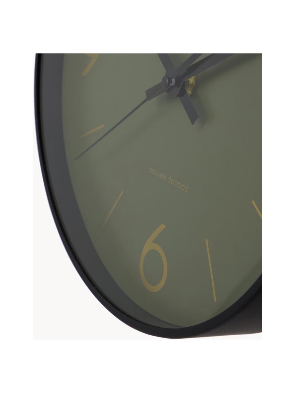 Wandklok Time, Frame: gecoat aluminium, glas, Saliegroen, zwart, Ø 25 x D 4 cm