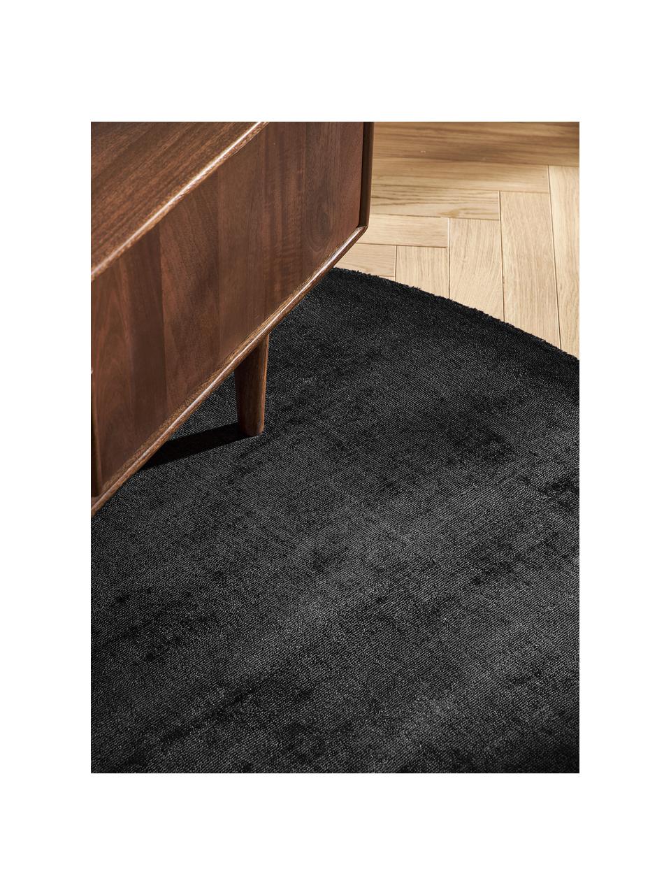 Tapis rond en viscose tissé main Jane, Anthracite, Ø 200 cm (taille L)