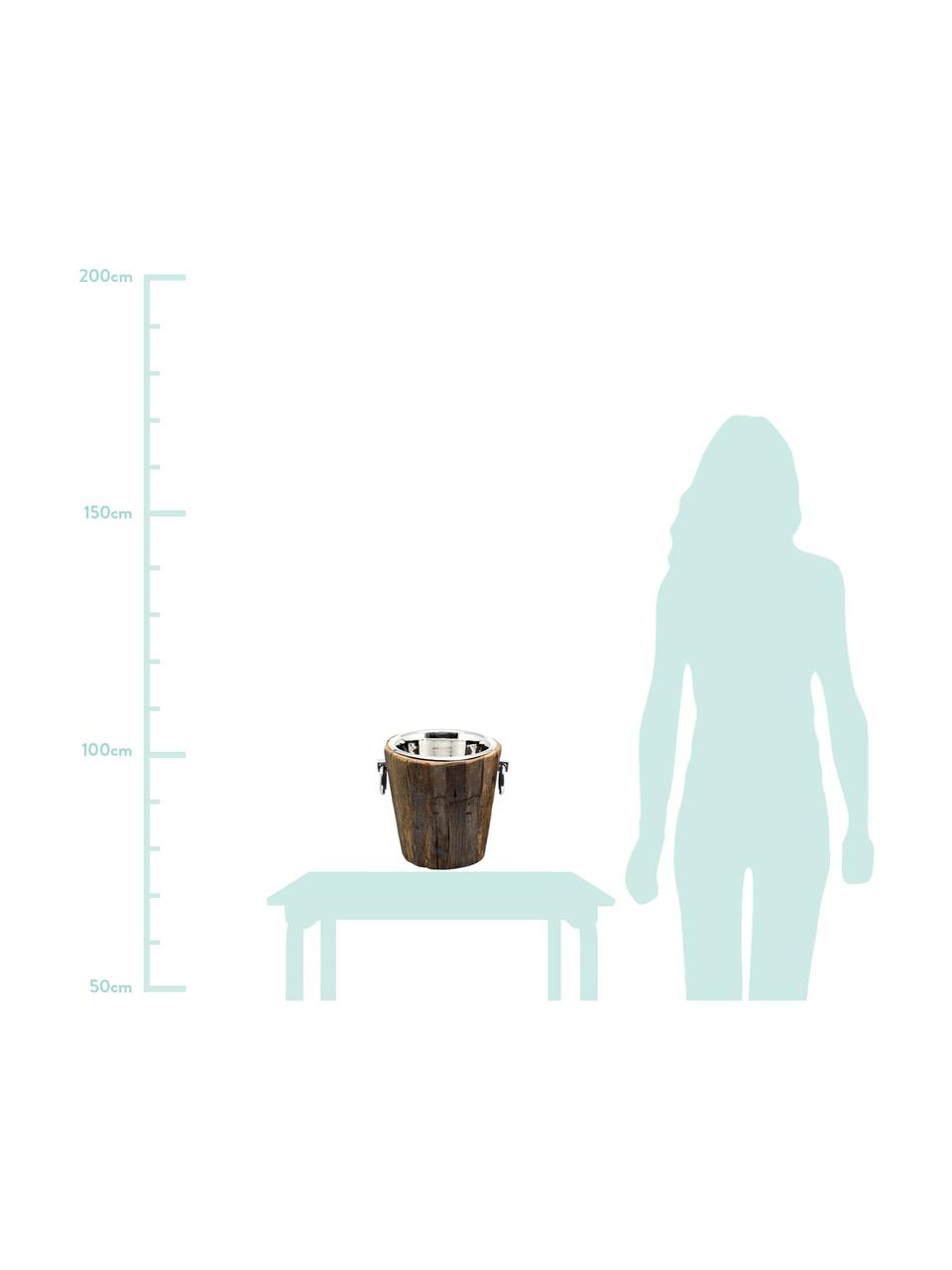 Flaschenkühler Providence im rustikalen Stil, Sektkühler: Edelstahl Außenverkleidung: Teakholz, Ø 25 x H 27 cm