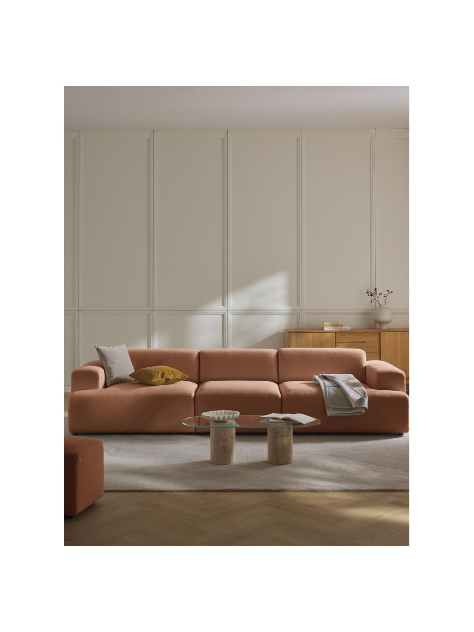 Sofa Melva (4-Sitzer), Bezug: 100 % Polyester Der strap, Gestell: Massives Kiefern- und Fic, Webstoff Nougat, B 319 x T 101 cm