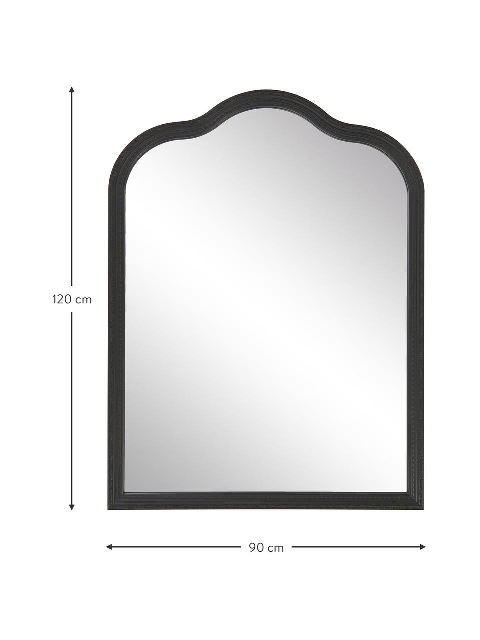 Barock-Wandspiegel Muriel, Rahmen: Massivholz, beschichtet, Rückseite: Mitteldichte Holzfaserpla, Spiegelfläche: Spiegelglas, Schwarz, B 90 x H 120 cm