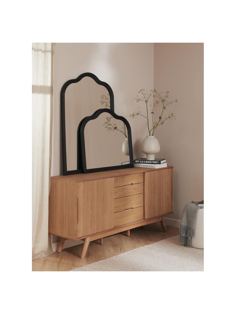 Barock-Wandspiegel Muriel, Rahmen: Massivholz, beschichtet, Rückseite: Mitteldichte Holzfaserpla, Spiegelfläche: Spiegelglas, Schwarz, B 90 x H 120 cm