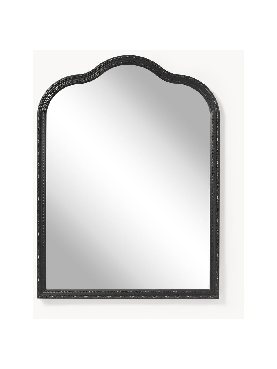 Specchio da parete barocco Muriel, Cornice: legno massiccio rivestito, Retro: pannello di fibra a media, Superficie dello specchio: lastra di vetro, Nero, Larg. 90 x Alt. 120 cm