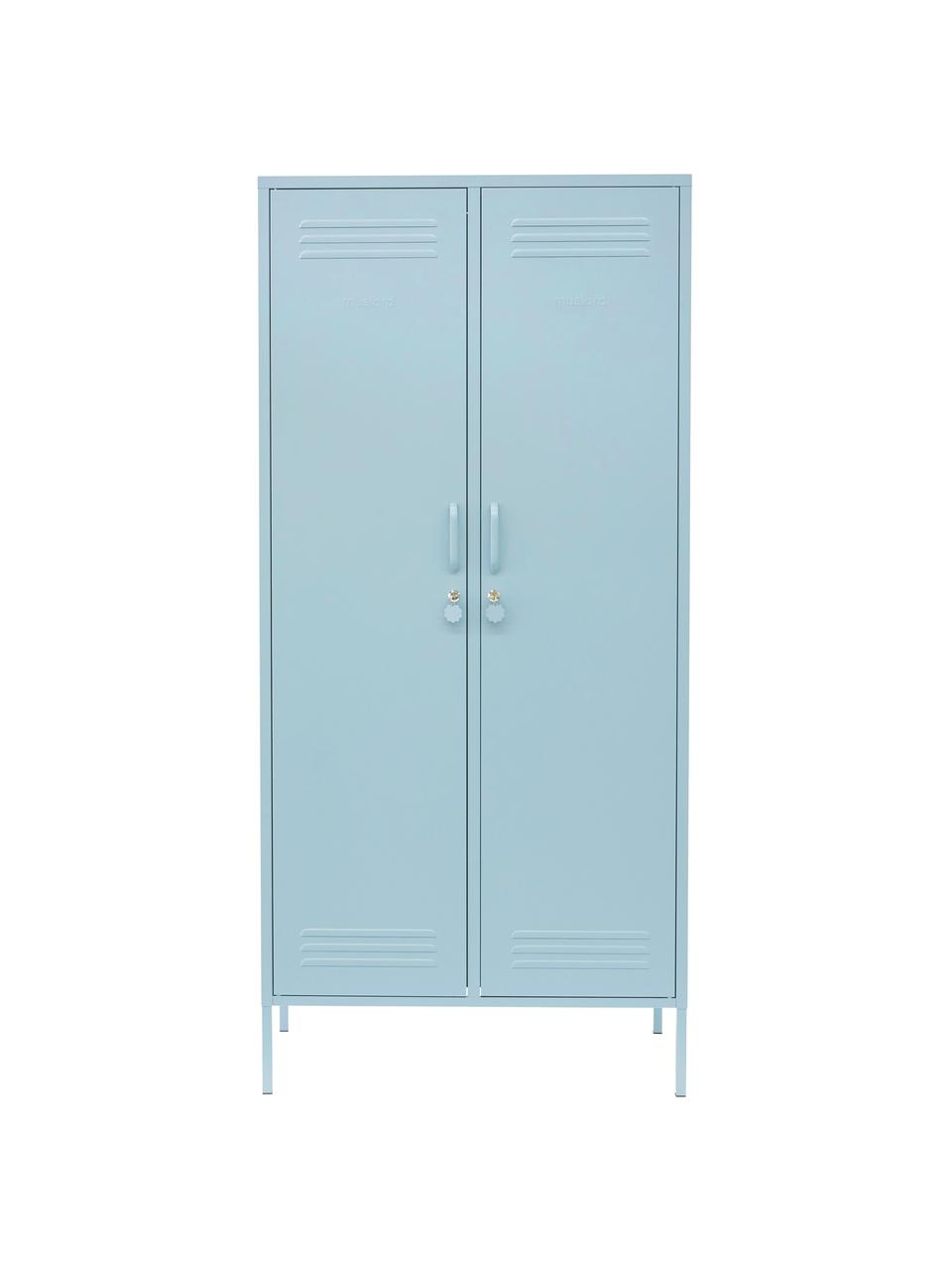 Kleine kledingkast Twinny, Gepoedercoat staal, Lichtblauw, B 85 x H 183 cm