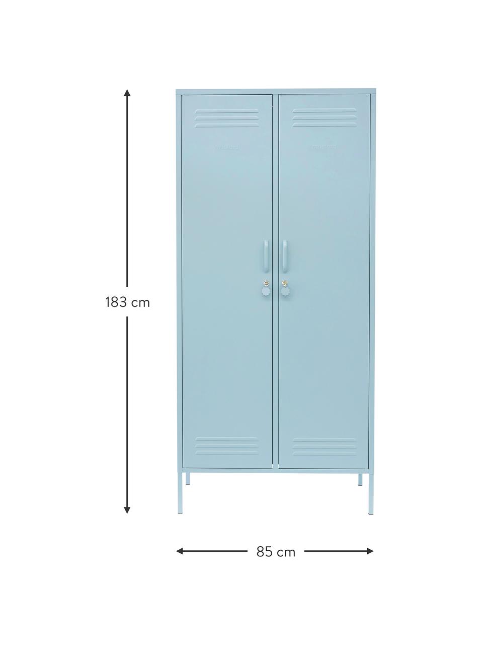 Malá šatní skříň Twinny, Ocel s práškovým nástřikem, Světle modrá, Š 85 cm, V 183 cm