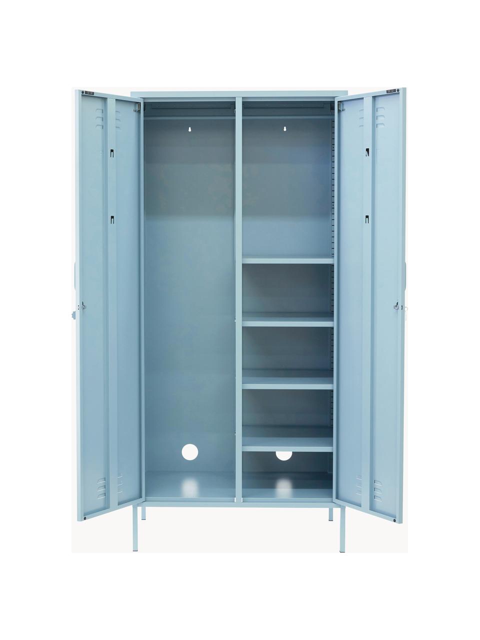 Petite armoire Twinny, Acier, revêtement par poudre, Bleu ciel, larg. 85 x haut. 183 cm