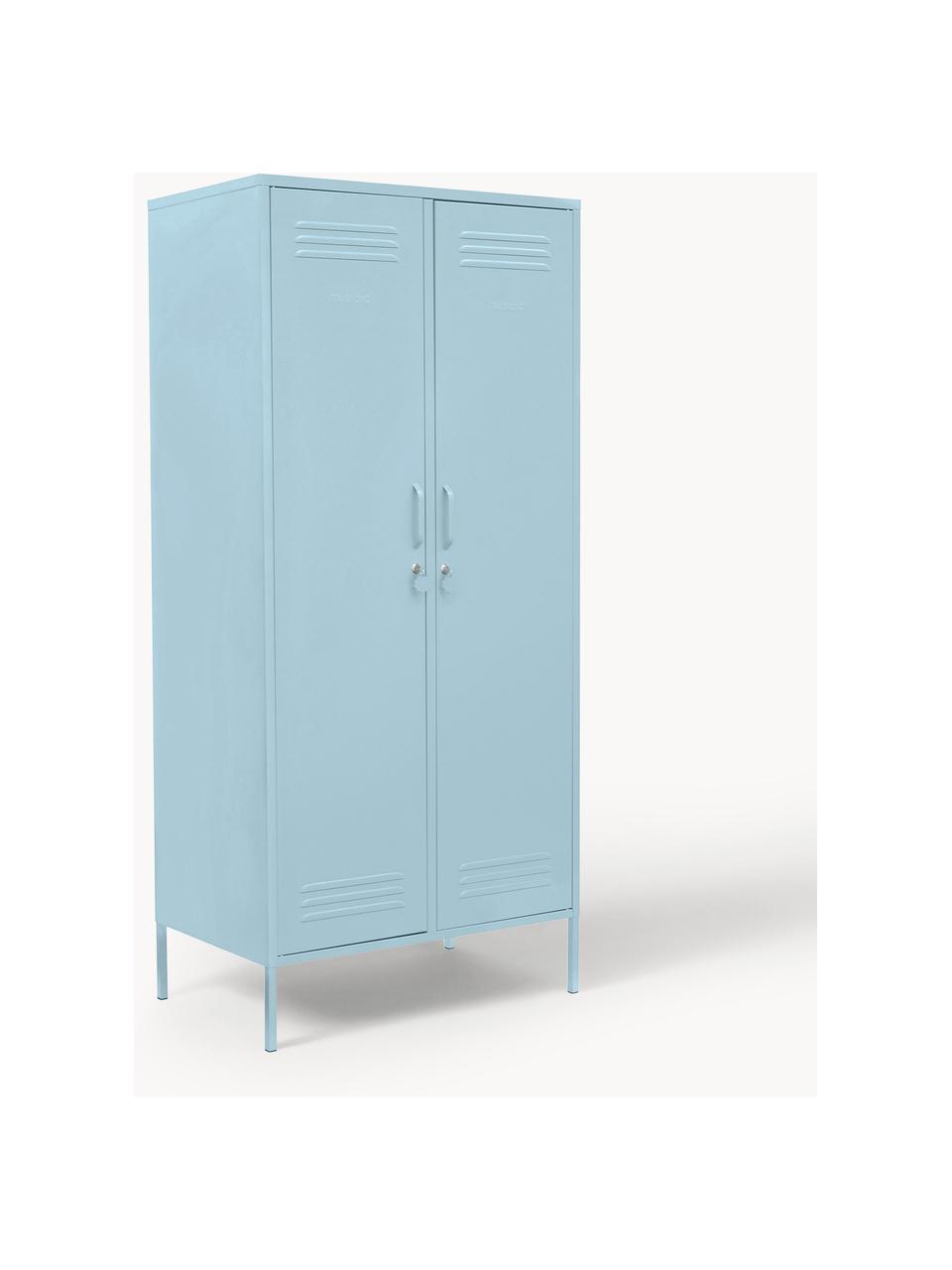 Kleiner Kleiderschrank The Twinny, Stahl, pulverbeschichtet, Hellblau, B 85 x H 183 cm