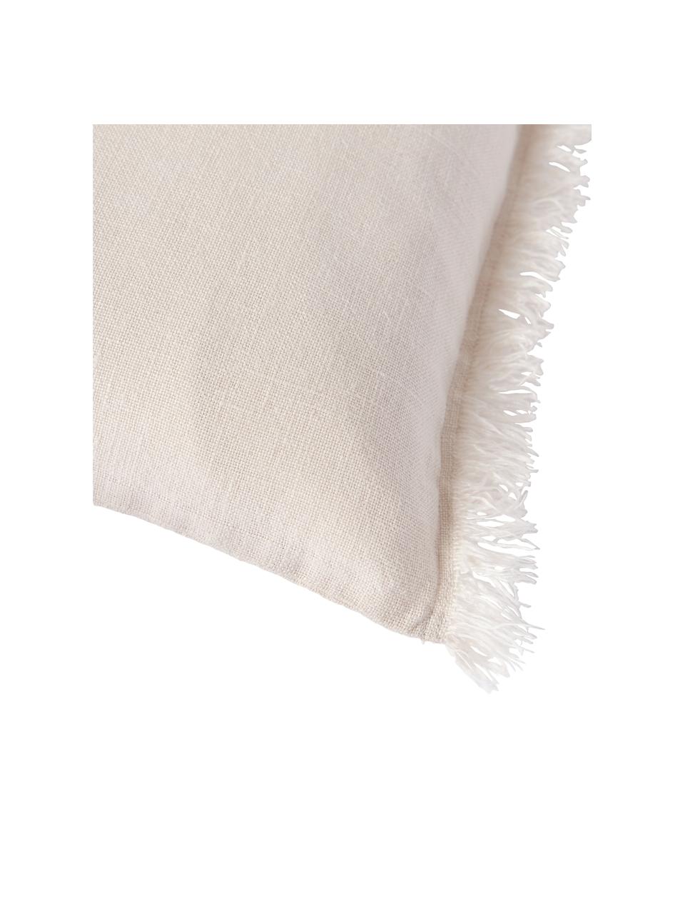 Funda de cojín de lino con flecos Luana, 100% lino

Por naturaleza, el lino tiene un tacto bastante aspero y un aspecto arrugado natural
La alta resistencia al desgarro hace que el lino sea muy resistente., Beige claro, An 30 x L 50 cm