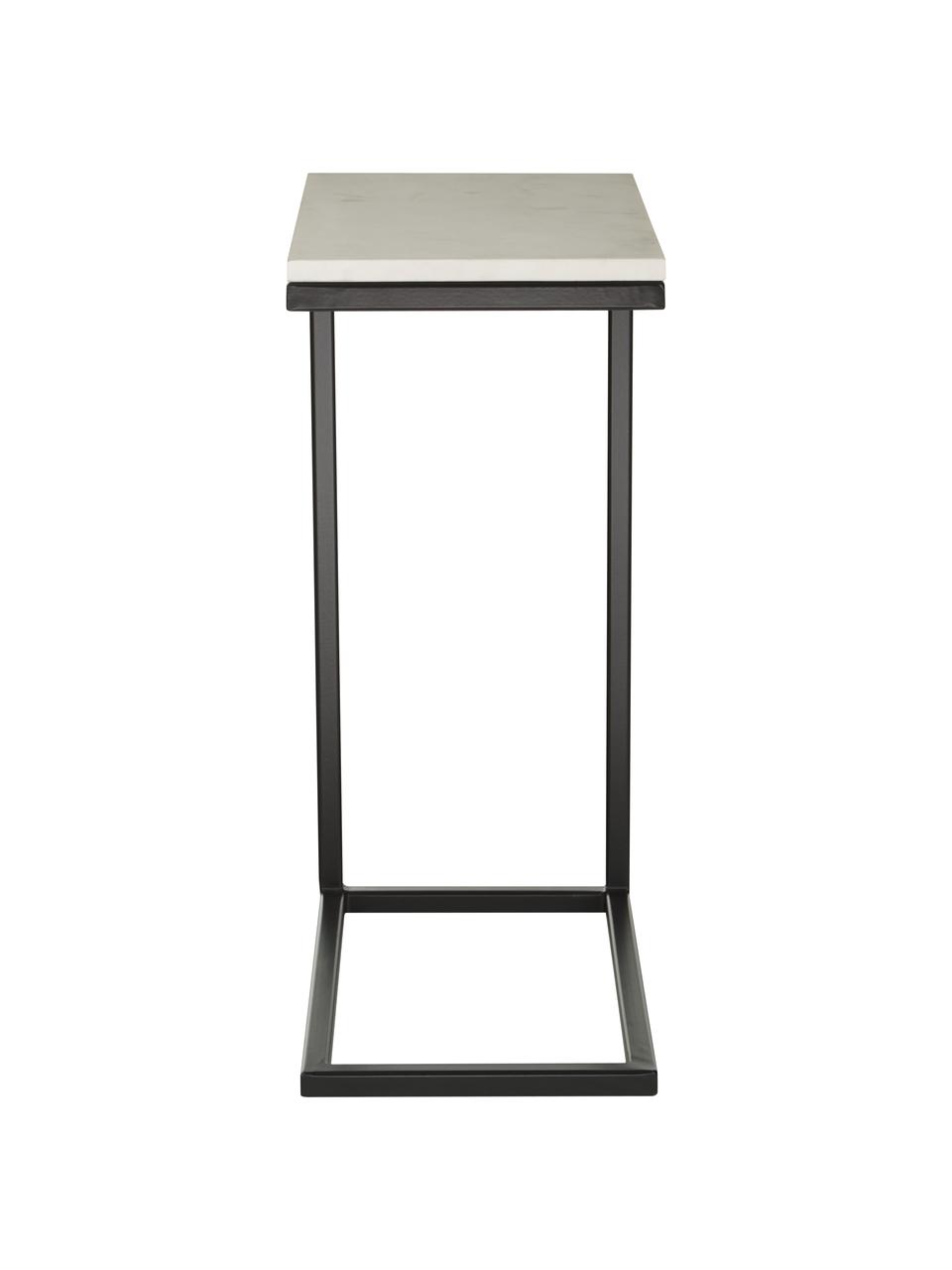 Stolik pomocniczy z marmuru Celow, Blat: marmur, Stelaż: metal malowany proszkowo, Biały, marmurowy, S 45 x W 62 cm
