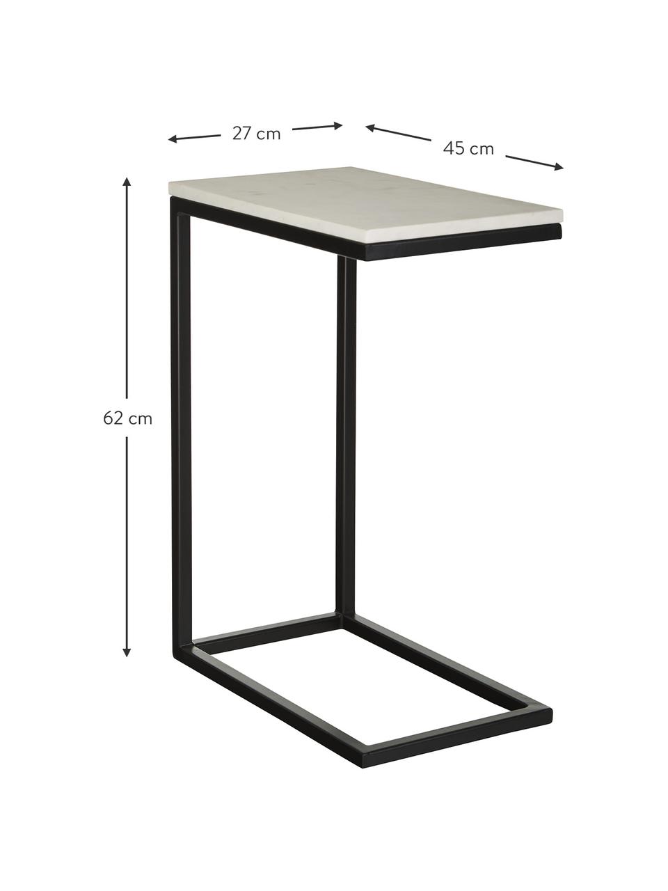 Mramorový odkládací stolek Celow, Bílá, mramorovaná, Š 45 cm, V 62 cm