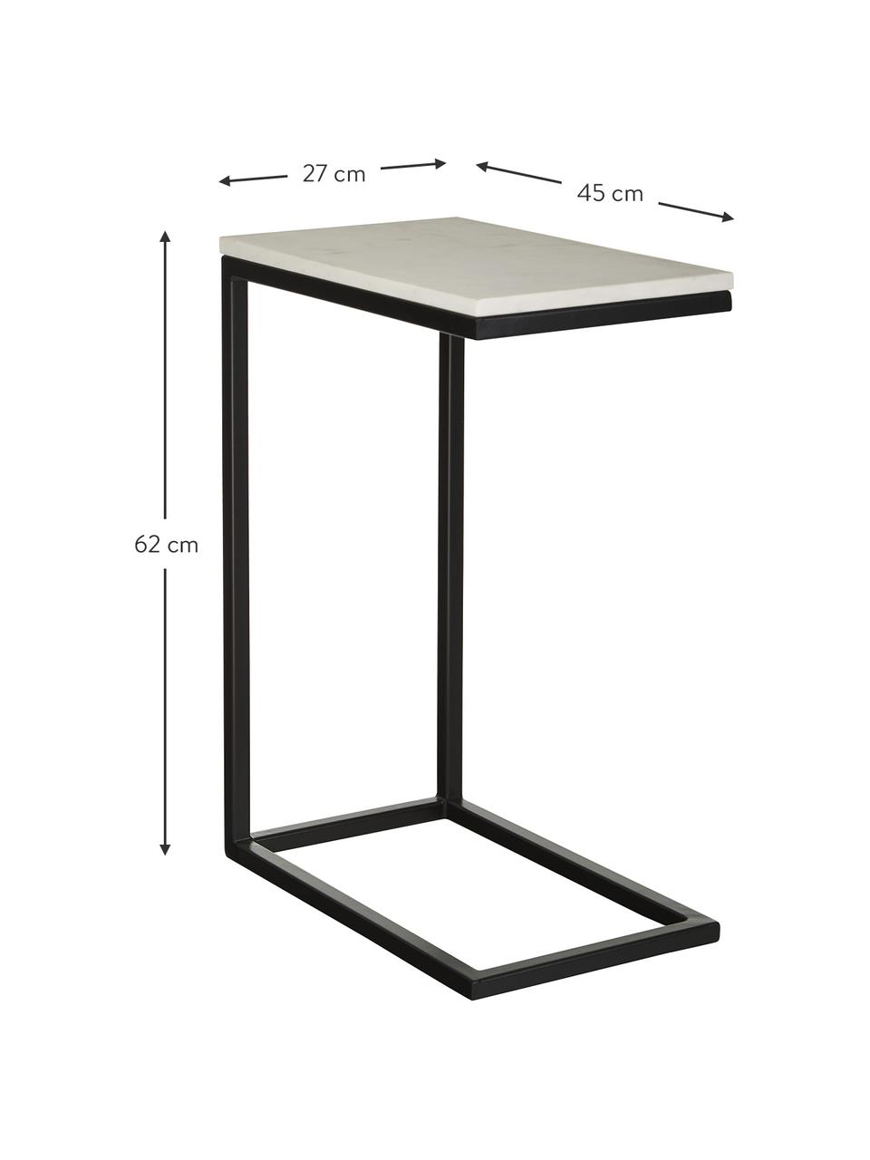 Mramorový pomocný stolík Celow, Mramorová biela, Š 45 x V 62 cm