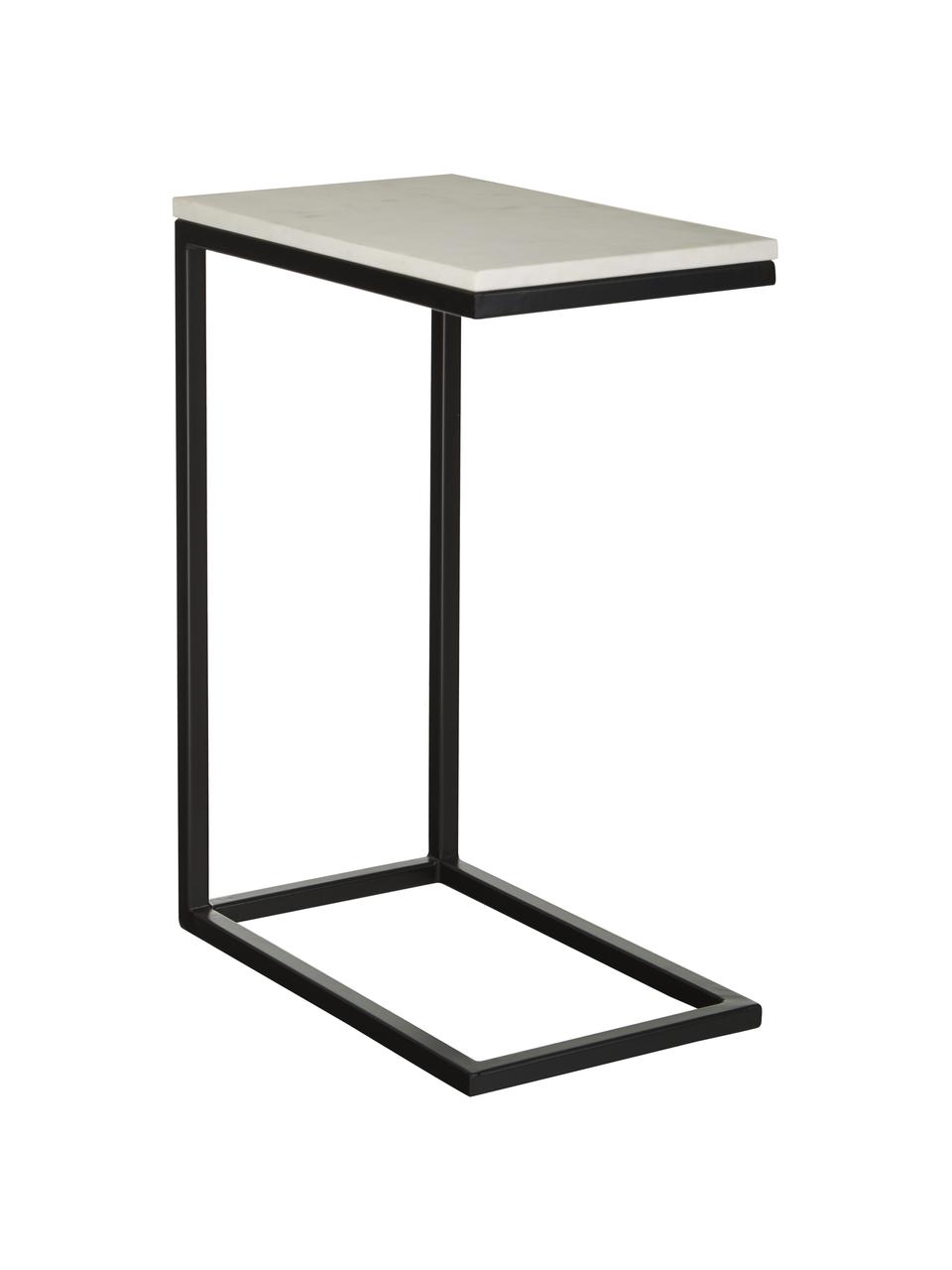 Mesa auxiliar de mármol Celow, Tablero: mármol, Estructura: metal con pintura en polv, Mármol blanco, An 45 x Al 62 cm