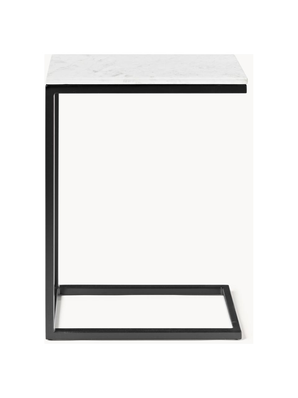 Mramorový pomocný stolík Celow, Mramorová biela, Š 45 x V 62 cm