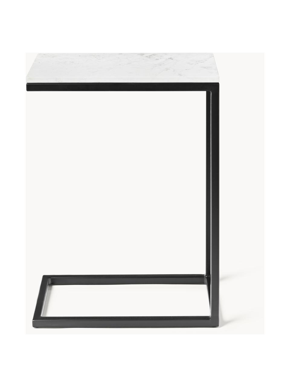 Marmor-Beistelltisch Celow, Tischplatte: Marmor, Gestell: Metall, pulverbeschichtet, Weiss, marmoriert, B 45 x H 62 cm