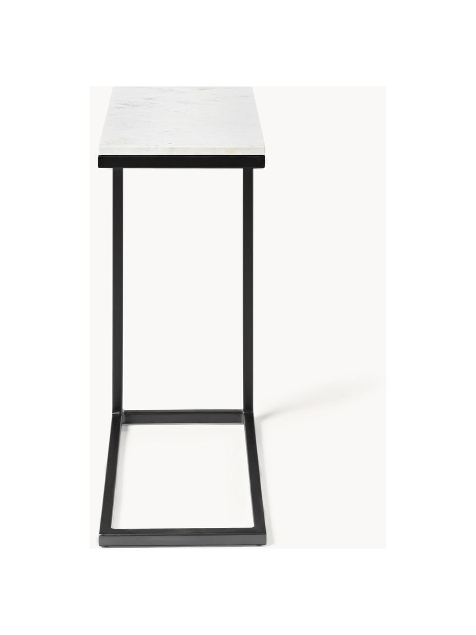 Table d'appoint en marbre Celow, Blanc, marbré, larg. 45 x haut. 62 cm